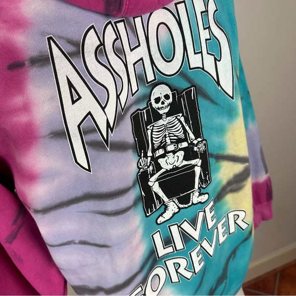 A$$holes Live Forever Men’s Tie-Dye Skeleton Graphic Hoodie - Picture 8 of 8